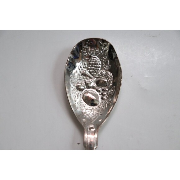 Ornate Berry Spoons Kings Pattern Serving Pair Silver Plate - Picture 2 of 3